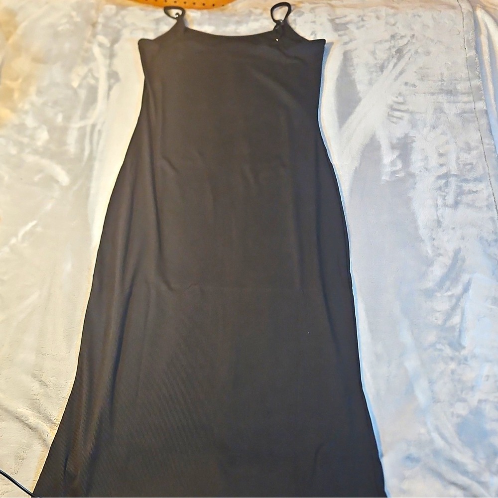 Women's Full Slip Black Size L Strap Accent Solid Stretch Polyester Spandex